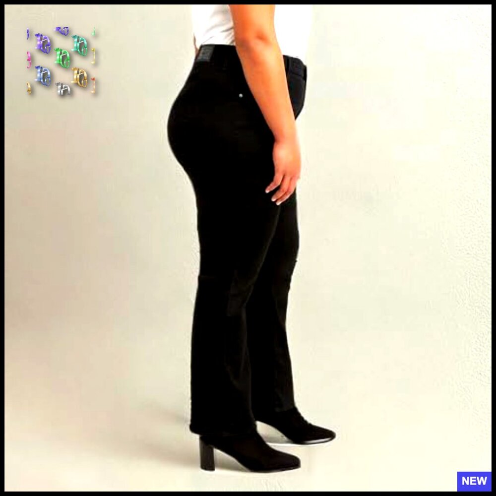 High Rise Straight Jeans Classic Fit Sculpting Comfort Stretch Denim - Picture 4 of 5